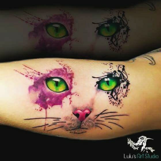 Cat-Eyes-Watercolor-Tattoo-Miami FL