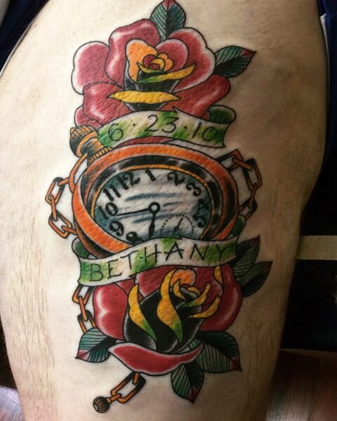 pocket watch rose banner