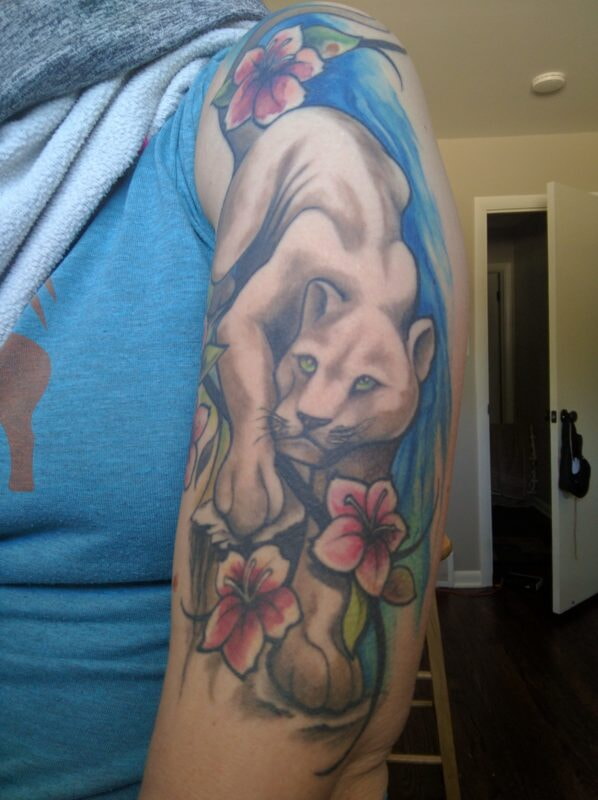 Mountain Lion w waterfall